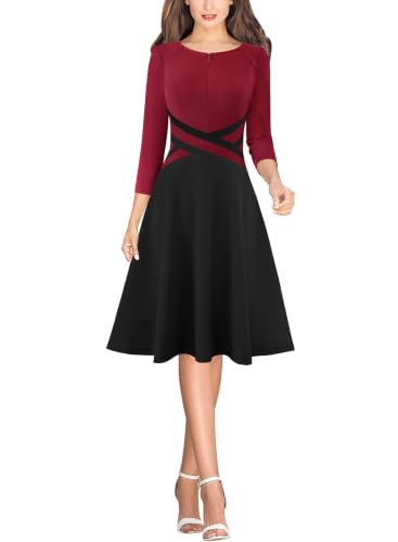 Image of VFSHOW Womens Front Zipper Work Business Casual Office Church A Line Dress