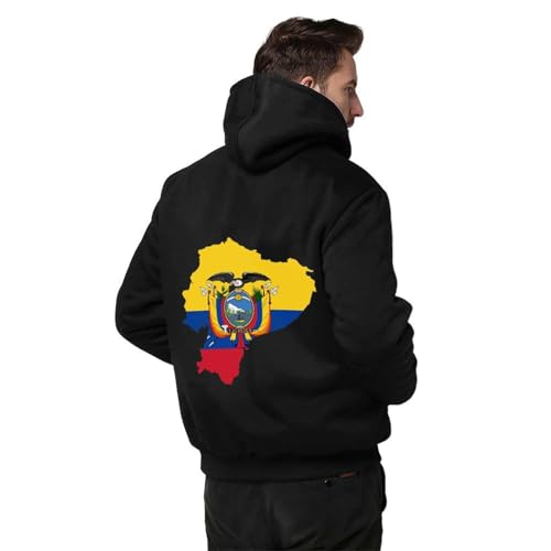 Ecuador Flag Map Men's Zip Up Hoodie Jacket Fleece Jacket Winter Hooded Sweatshirt Warm Coat with Pockets2