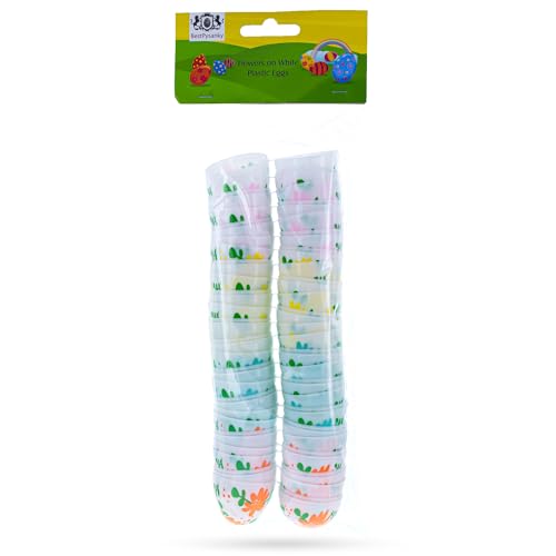 Fleurs sur œufs de Pâques en plastique blanc 5,7 cm : décoration suspendue de printemps - 4