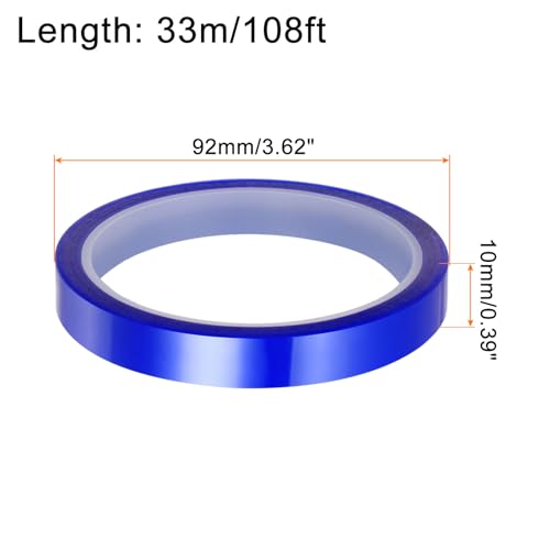 Image of HARFINGTON 2 Rolls Heat Tape High Temperature Heat Resistant Tape 10mmx33m(108ft) Sublimation Thermal Heat Transfer Tape for Sublimation Press No Residue, Blue