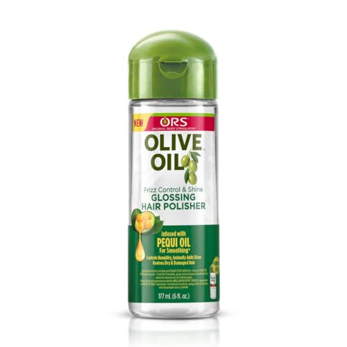 ORS Olive Oil Glossing Hair Polisher 177 ml - Enriquecido con Aceite de Oliva del Mediterráneo, Aceite de Coco y Aceite de Abisinia para dar brillo y antiencrespamiento, hidrata y protege del calor