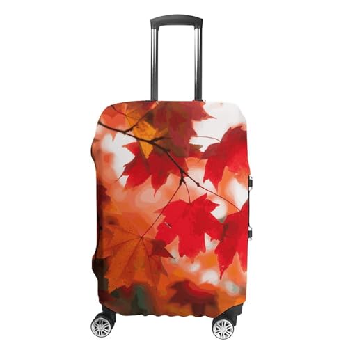 Carry on Luggage Cover Autumn Fall Red Maple Leaves Suitcase Covers for Luggages Tsa Approved Travel Luggage Sleeve Protector Elastic Suitcase Protector Anti-Scratch Washable Fits 19-30 Inch Case -L