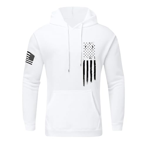 Usa Flag Print Hoodies For Men Long Sleeve Drawstring Pullover Sweatshirts Vintage Graphic Comfy Hoodies With Pocket