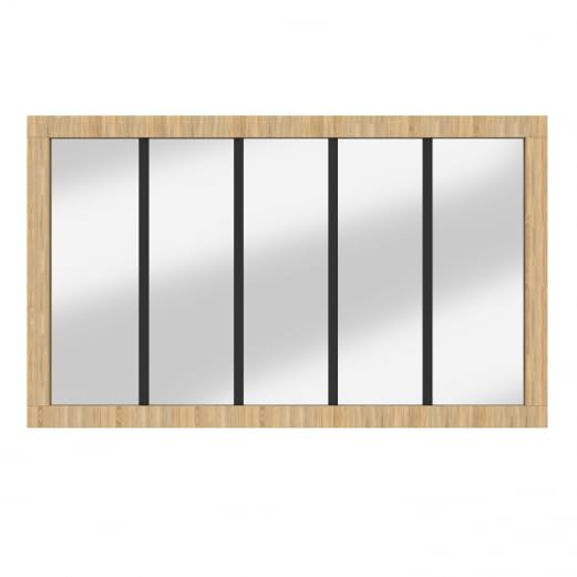 IDMarket – Espejo de cristal con 5 tiras de madera, diseño industrial, 140 x 90 cm