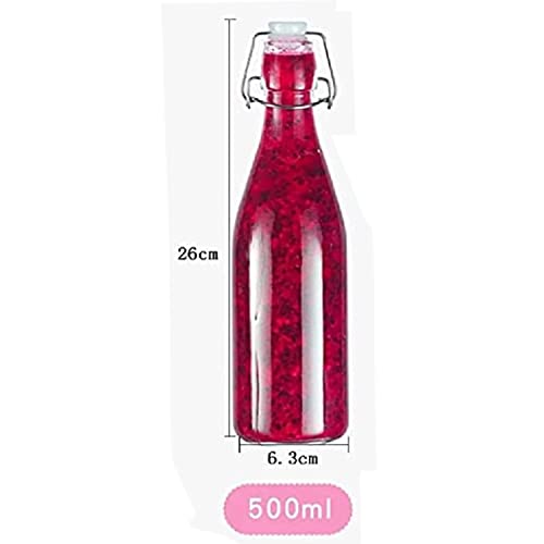 Image of Clip Top Preserve Bottles - 2 Pack of 500ml Clear Glass Bottles with Airtight Stoppers, Swing Top Bottles for Beer Brewing, Wine, Condiments, Beverages, Oil, Vinegar (Pack of 2)