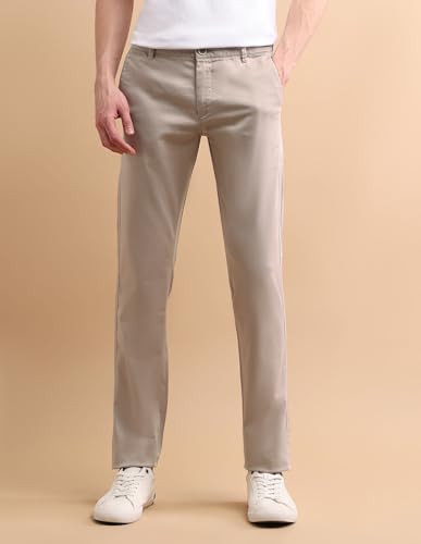 Image of U.S. Polo ASSN. Solid Men's Casual Trousers - Slim Fit Chino Pants for Office & Regular Wear