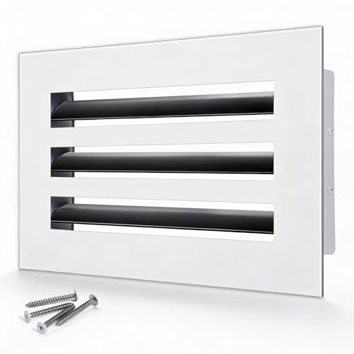 10x6 Modern AC Vent Cover Decorative Air Vent Register Grille Linear Slot Diffuser Adjustable Airflow Quiet Operation HVAC Vent Cover for Ceiling Wall & Floor White Aluminum Alloy