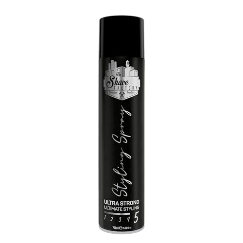 The Shave Factory Ultra Strong Styling Spray: Long-lasting Hold, Perfect Control and Impeccable Style - Ultimate Aid for Men for Strong, Long-lasting and Safe Hair Styling 750ML