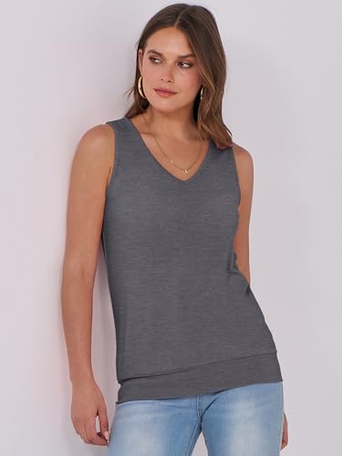 Image of ANRABESS Women Tank Tops Summer V Neck Sleeveless Casual Loose Fit Cute Cami Basic T Shirts Solid Tees 2026 Trendy Outfits