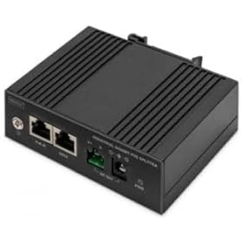 DIGITUS Industrial Gigabit Ethernet PoE Splitter - 60W - 10/100/1000 Mbps - DIN Rail Mount - Black