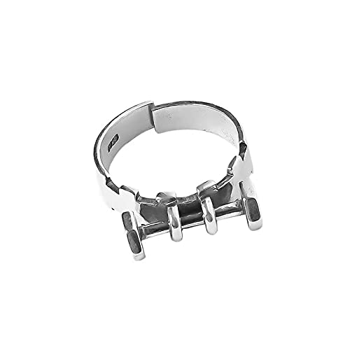 Bague haltère en argent style thaïlandais bague ouverte ajustable - 2