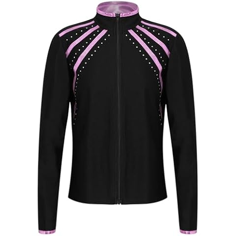 TiaoBug Girls Athletic Track Jacket with Rhinestones Cover