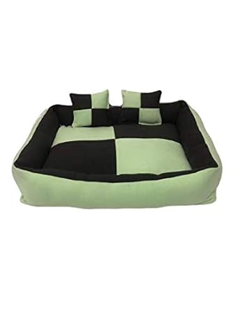 Gorgeous Reversable Grey,Green Square Shape 2 Small Pillow (Size 90X60X23 cm.) Ultra Soft Ethnic Designer Fleece Bed for Dog/Cat (Export Quality) Size : Large