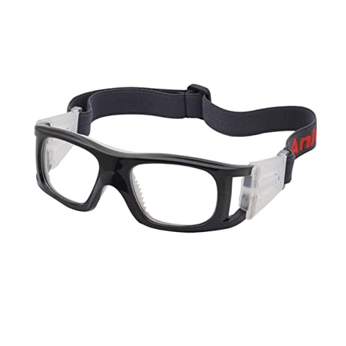 YWINETO Lunettes de sport de sécurité, lunettes de protection pour basket-ball, football, football, lacrosse anti-buée, réglable, pour entraînement de hockey, rugby, volley-ball, Noir , 145 x 50 mm