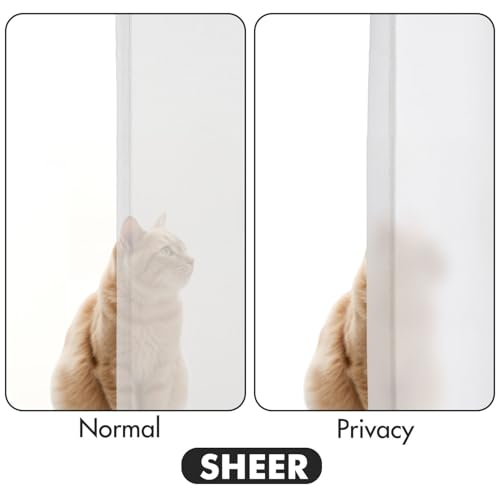 Image of MIULEE White Privacy Sheer Curtains that Let Light in 84 Inches Long Non-See-Through Semi Sheer Curtains Light Filtering Window Curtains Drapes for Living Room Bedroom 2 Panels Set