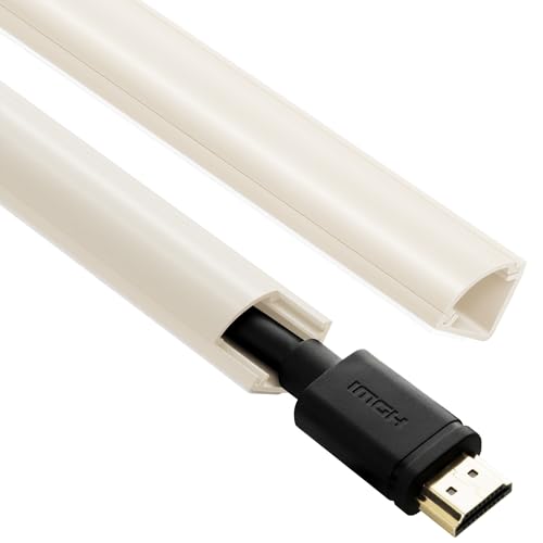 Image of ZhiYo Corner Cable Concealer, Corner Cord Hider for One Cord, 180in (5 x L36in) Wire Covers for Cords, Paintable Cord Cover, Cable Management Channel Raceway for Wall, Floor Baseboard, Ceiling, Beige
