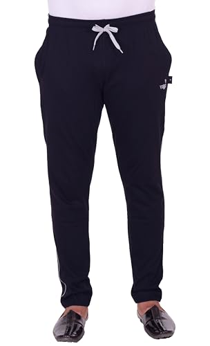 Image of VEGO Men's Regular Fit Pure Cotton Black Plus Size Lower /Track Pants