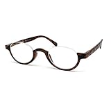 SA106 Bottom Half Plastic Rim Round Oval Powered Reading Glasses Tortoise +2.25