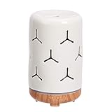 Amazon Basics 120ml Ultrasonic Ceramic Aromatherapy Essential Oil Diffuser with Wood Grain Finish Base, Snowflake Pattern