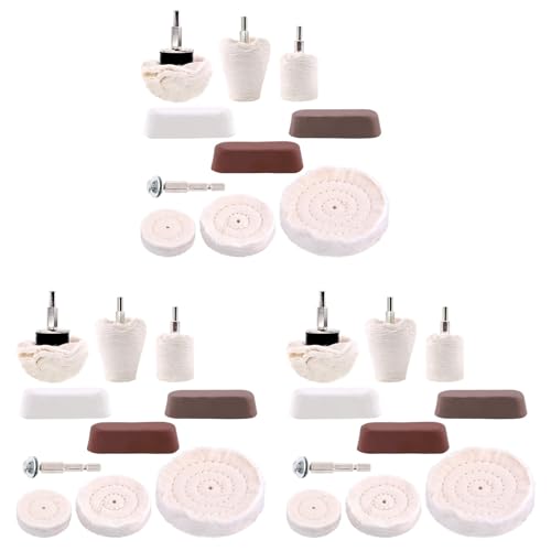 Sxmrmnx 30 piezas de almohadillas de pulido de ruedas de pulido con 9 piezas de compuesto rojo con mango de 1/4 pulgadas, para colector, aluminio