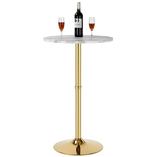 Finnhomy 24'' Round Cocktail Bar Table with Metal Base, Tall Bistro Pub Table, Counter Bar Height...