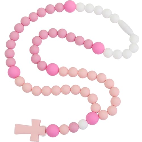 Custmade Handmade Silicone Beads Rosary - Catholic Silicone Necklace With Soft Cross Rosary Baptism Shower Gifts Party Decorations