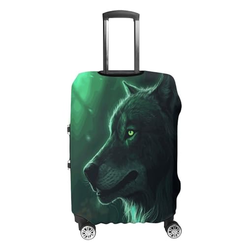 Green Wolf Printed Luggage Cover Protector, Fits 18-32 Inch Luggage4