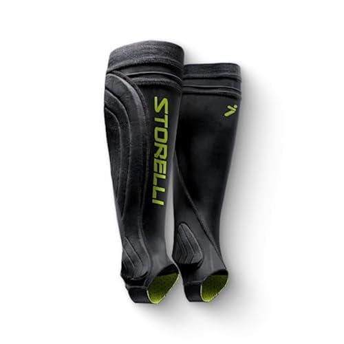 Storelli BodyShield Leg Guards, Premium Compression Shin Guard Sleeves for Soccer Players, Impact Protection, UV-Resistant, Sweat-Wicking, Unisex, 1 Pair, Black, Youth Small