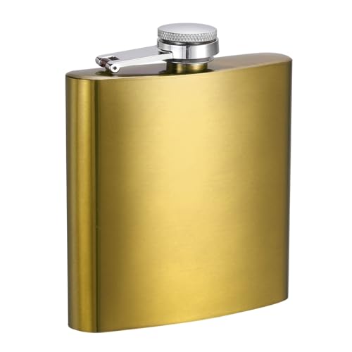 sourcing map Fiaschetta per liquori da 170 ml, in acciaio inox, a prova di perdite, per campeggio, escursionismo, attività all'aperto, colore: oro
