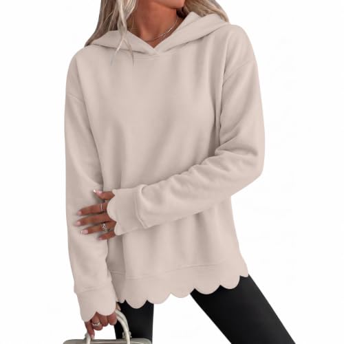 Womens Scalloped Hoodies Pullover Oversized Casual Scalloped Sweatshirt - image 1