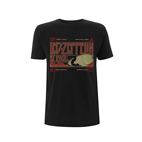 Rock Off LED Zeppelin Zeppelin and Smoke Black Officiel T-Shirt Hommes Unisexe - Les Beatles, Paul McCartney, John Lennon, RIngo Starr, George Harrison Rock Off LED Zeppelin Zeppelin and Smoke Black Officiel T-Shirt Hommes Unisexe