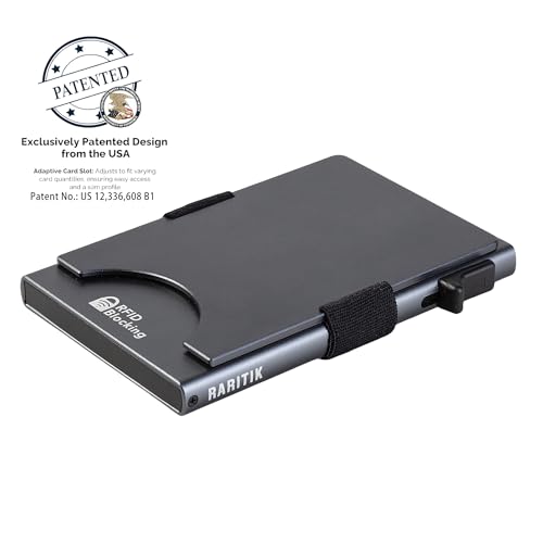Image of Slim Card Holder Wallet for Men, Minimalist RFID Blocking Pop Up Wallet, Smart Metal Business Card Case Holds 12 Cards, Ultra-Thin Front Pocket Wallet, Gifts for Men