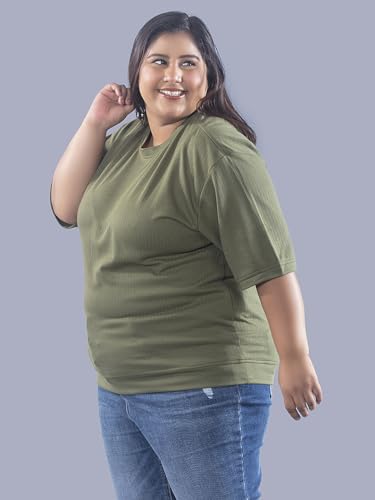 Image of CUPID Women Plus Size Cotton Round Neck Half Sleeve Casual T-Shirt, Sleep, Night, Yoga, Daily Gym n Lounge Wear a Short Tee n Top for Ladies