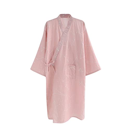 Image of SIQITECHNO Men Kimono Robe Cotton Yukata Spa Sauna Bathrobe Sleepwear Japanese Kimono for Women Loungewear Nightgown Dressing