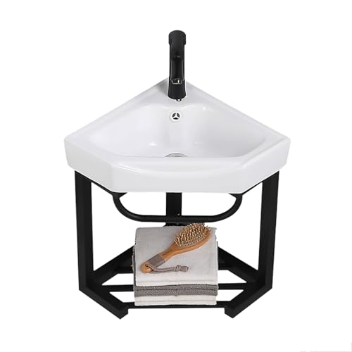 Fregadero de Cocina de Acero Inoxidable, Montaje en Pared, Esquina de baño, tocador de Esquina de cerámica, Esquina de baño, baño con Estante, Esquina pequeña de baño, mo