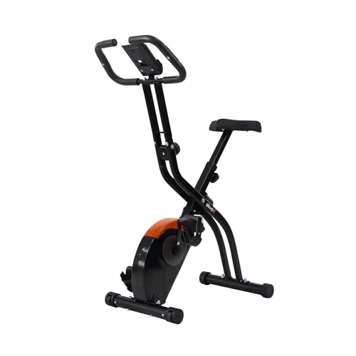 ATIVAFIT 3-in-1 Foldable Exercise Bike for Home, Upright & Recumbent Indoor Bike with 8-Level Magnetic Resistance, Resistance Bands, Quiet Cardio, Adjustable Seat (Orange-New)