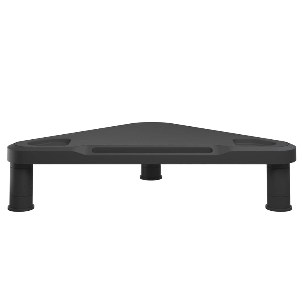 Soporte para monitor esquinero negro de HIPS resistente a los golpes, 49 x 28 x 10,5 cm, 3 alturas ajustables, soporte ergonómico para PC, ideal como accesorio para oficina y oficina en casa