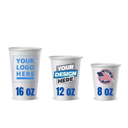 Cupslock Disposable Paper Cups – Paper Custom Cups for Hot and Cold Drinks – Coffee Cups for Shops, Office, Small Businesses –Sturdy and Reliable Custom Cups Personalized with Logo (16oz - 1000 Pack)