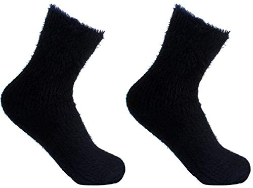 1 Pair Black Soft and Cozy Women's Winter Warm Feather Fuzzy Socks without Thumb-image-47