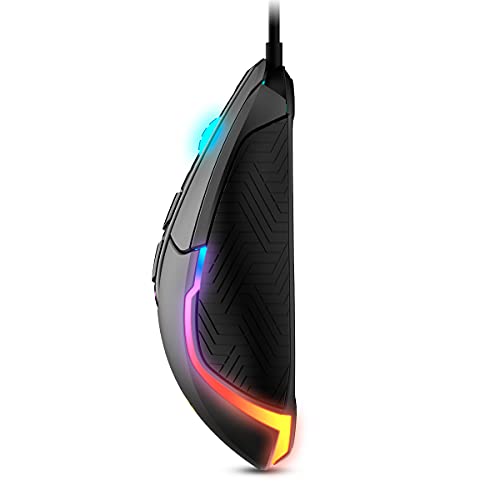 KICK -NXKICK- Mouse da gioco RGB Rainbow, sensore ottico PixArt 3327 fino a 12000 DPI, 6 livelli DPI (800-6200), software avanzato, nero - Mouse gaming - Immagine 5