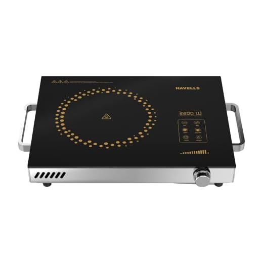 Havells 2200 Watt Infrared Induction Cooktop With Digital Display| Glo TC22-6KV Surge Protection| Sensor Touch| SS304 Food grade grill| 1 Year Door step Warranty By Havells