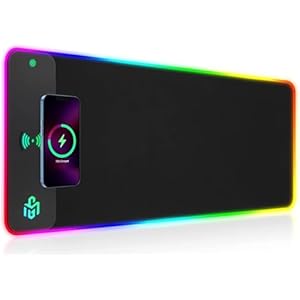GIM Wireless Charging RGB Gaming Mouse Pad 15W, LED Mouse Mat 800x300x4MM, 10 Light Modes Extra Large Mousepad Non-Slip Rubber Base Computer Keyboard Mat for Gaming, MacBook, PC, Laptop, Desk