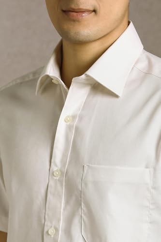Image of Louis Philippe Men's Regular Fit Easy to Iron Everyday wear Premium Cotton Half Sleeve Solid Formal Shirt