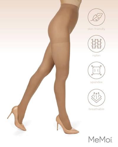 Image of MeMoi 2 Pack Perfectly Opaque Tights, Microfiber Control Top Tights, Comfortable and Lightweight - Sizes Extra Small to Q2