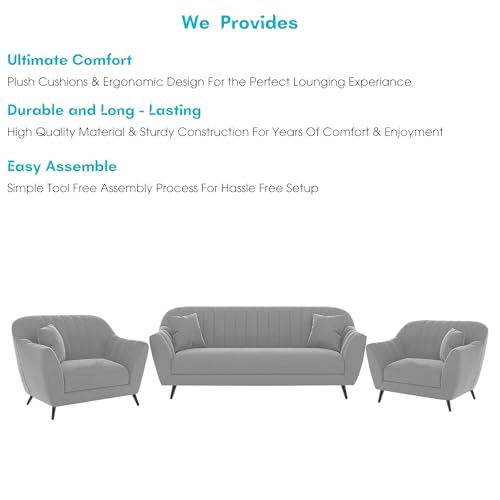 Image of Atticus 3+1+1 Seater Sofa Set for Living Room (Grey Colour) Premium Fabric Sofa