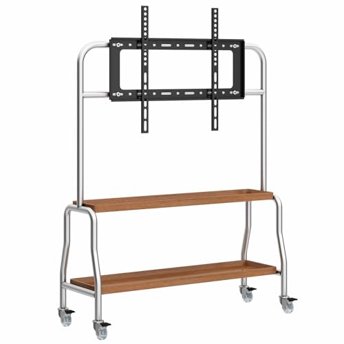 Soporte móvil ajustable para TV con estante y ruedas miniatura 1