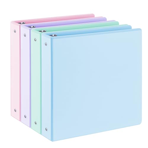 1.5 3-Ring-Binder with Pockets 325 Sheets Capacity 2 inch Binders fits 11 x 8.5 US Letter Size Assorted 4 Pastel Colors - Ideal for School Office and Home Use (1.5 inch)