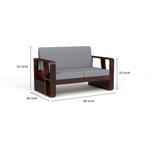 Image of Sheesham Wooden 4 Seater Sofa for Living Room | Solid Wood Sofa with Side Newspaper Holder | Rosewood Sofa Set for Home & Office | Lounge (Walnut Finish, 4 Seater)