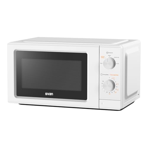 Svan Microondas 19 Litros Básico Blanco SMW19700. 700W, 5 Niveles de Potencia, Modo Descongelación, Revestimiento Interior, Fácil Limpieza, Temporizador 30min.