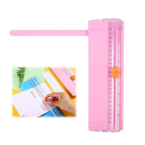 PureSino ペーパーカッター 裁断機 小型 A4 対応 スライドカッター 双方向 厚紙 写真 コーピー用紙 文房具 スケール定規が付属 (ピンク)